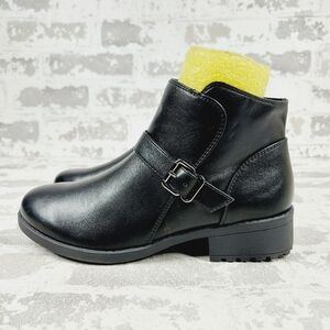 NEW Easy Spirit Rhett Black Faux Leather Buckle Zipper Casual Ankle Booties W661